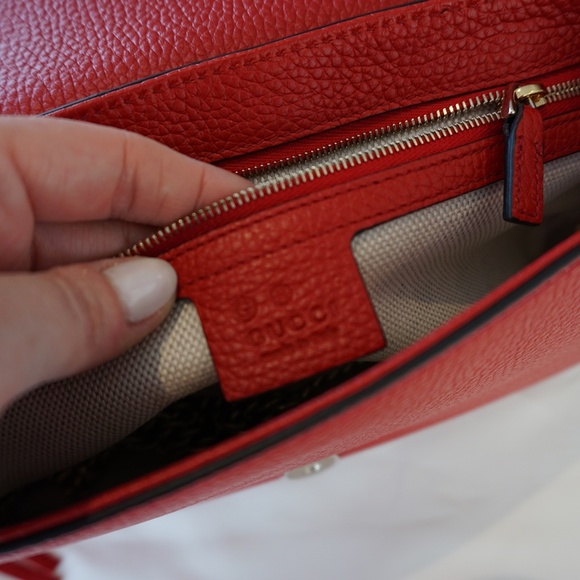 Gucci Soho Tassel Red Leather Cross Body Bag - Picture 8 of 9